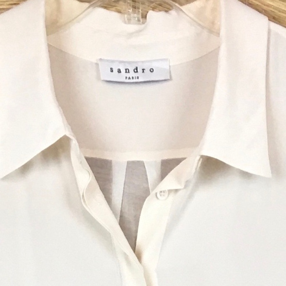 Sandro Silk-Blend Lace Midi Dress Button Front Elegant French Style Sz 3 (US L) - Picture 8 of 13